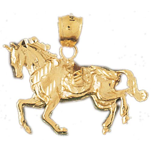 Wild Horse Charm Pendant 14k Gold