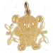 Teddy Bear With Branch Charm Pendant 14k Gold