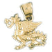 3D Dragon Charm Pendant 14k Gold