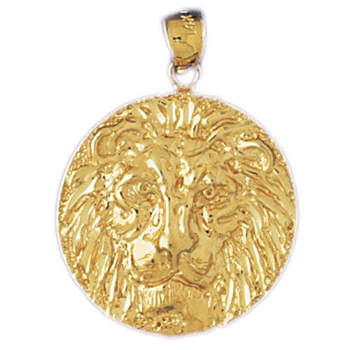 Lion Head Charm Pendant 14k Gold