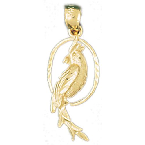 Parrot Charm Pendant 14k Gold