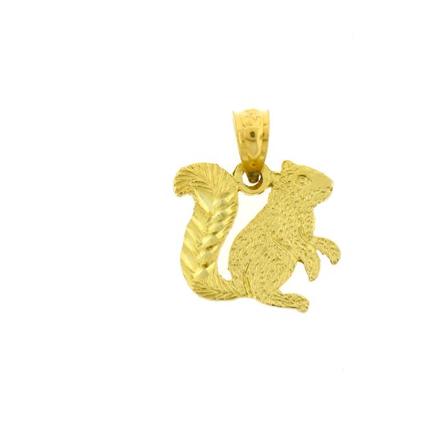 Squirrel Charm Pendant 14k Gold