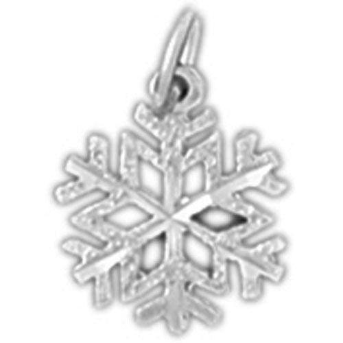 Christmas Snowflake Charm Pendant 14k White Gold