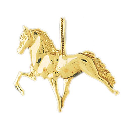 3D Racing Horse Charm Pendant 14k Gold