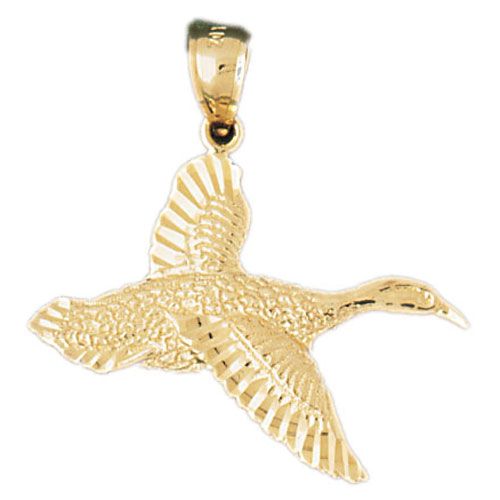 Ocean Bird Charm Pendant 14k Gold