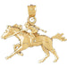 Horse and Horseman Charm Pendant 14k Gold