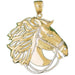 Horse Head Charm Pendant 14k Two Tone Yellow and White Gold