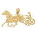 Horse with Wagon Charm Pendant 14k Gold