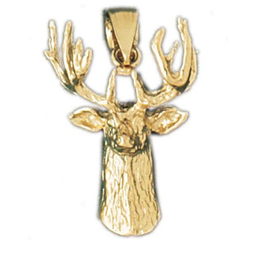 Deer Charm Pendant 14k Gold