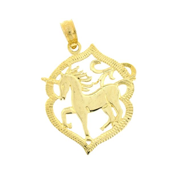 Unicorn Charm Pendant 14k Gold