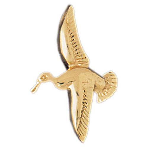 Ocean Bird Charm Pendant 14k Gold