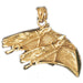 Double Horse Head Charm Pendant 14k Gold