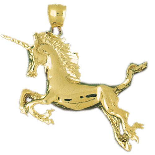 Unicorn Horse Charm Pendant 14k Gold