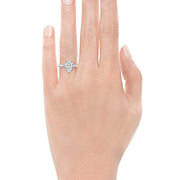 2ct Teardrop Pear Cut Cubic Zirconia CZ Rhodium Plated Sterling Silver Engagement Ring