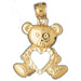 Teddy Bear With Heart Charm Pendant 14k Gold