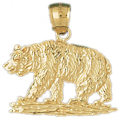 Wild Bear Charm Pendant 14k Gold