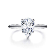 2ct Teardrop Pear Cut Cubic Zirconia CZ Rhodium Plated Sterling Silver Engagement Ring