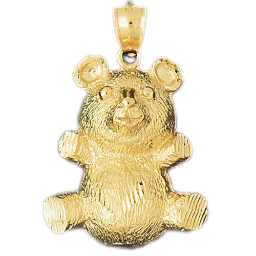 Teddy Bear Charm Pendant 14k Gold