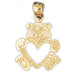 Teddy Bear With Heart Charm Pendant 14k Gold