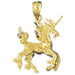 3D Unicorn Horse Charm Pendant 14k Gold