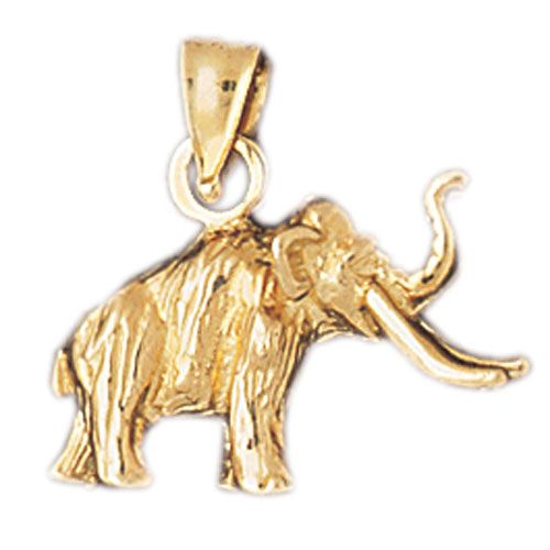 3D Elephant Charm Pendant 14k Gold