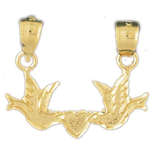 Lovebirds Charm Pendant 14k Gold