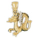 3D Dragon Charm Pendant 14k Two Tone Yellow and White Gold