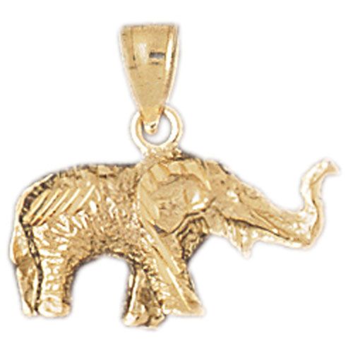 3D Elephant Charm Pendant 14k Gold