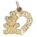 Teddy Bear With Heart Charm Pendant 14k Gold