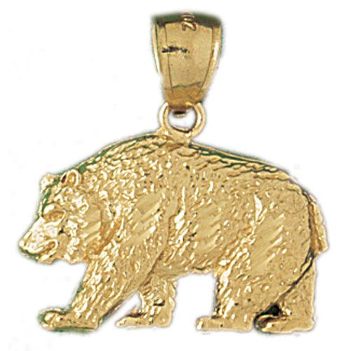 Wild Bear Charm Pendant 14k Gold