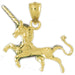 3D Unicorn Horse Charm Pendant 14k Gold