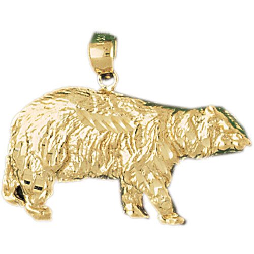 Wild Bear Charm Pendant 14k Gold