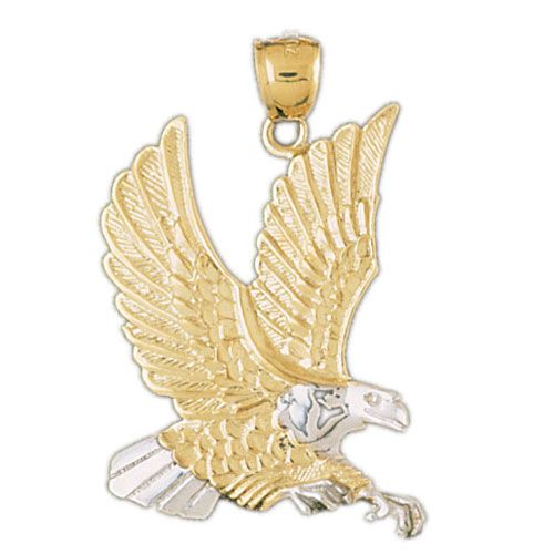 Eagle Charm Pendant 14k Two Tone Yellow and White Gold