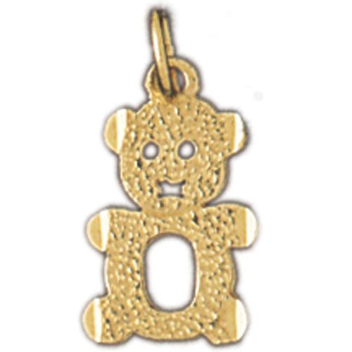 Teddy Bear Charm Pendant 14k Gold