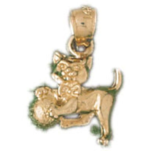 Cat Kitten Charm Pendant 14k Gold