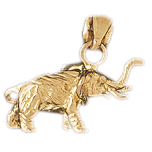 3D Elephant Charm Pendant 14k Gold