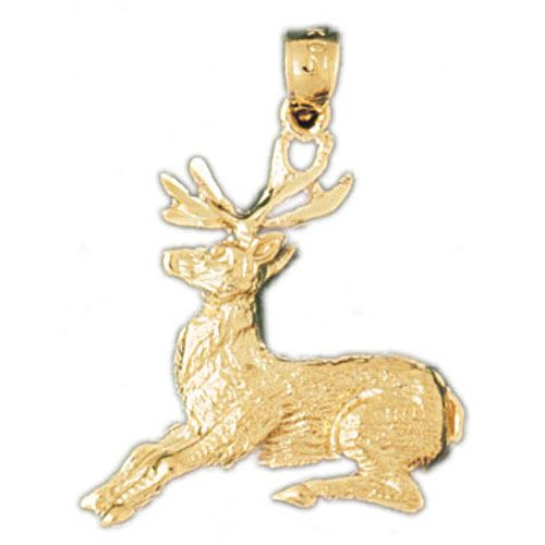 Deer Charm Pendant 14k Gold