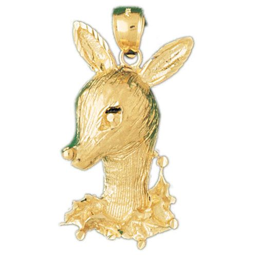 Gazelle Head Charm Pendant 14k Gold