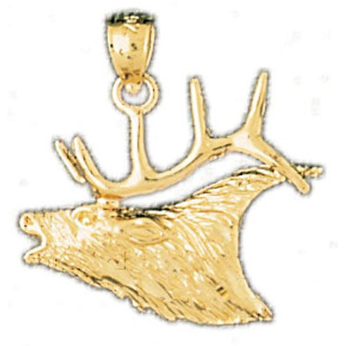 Elk Head Charm Pendant 14k Gold