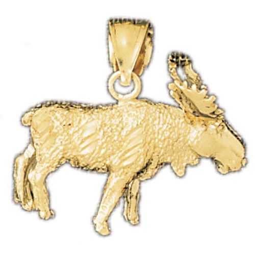 3D Moose Charm Pendant 14k Gold