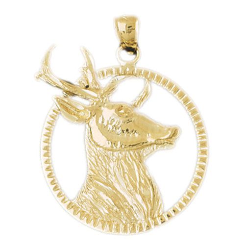 Deer Head Charm Pendant 14k Gold