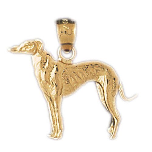 Gold Greyhound Dog Charm Pendant 14k Gold