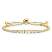 Sterling Silver Gold-tone CZ 5-9in Adjustable Bracelet