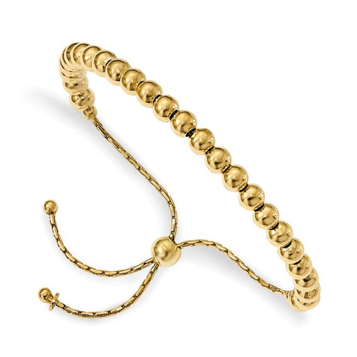 Leslie's Sterling Silver Gold-tone Polished Beaded Adjustable Bracelet