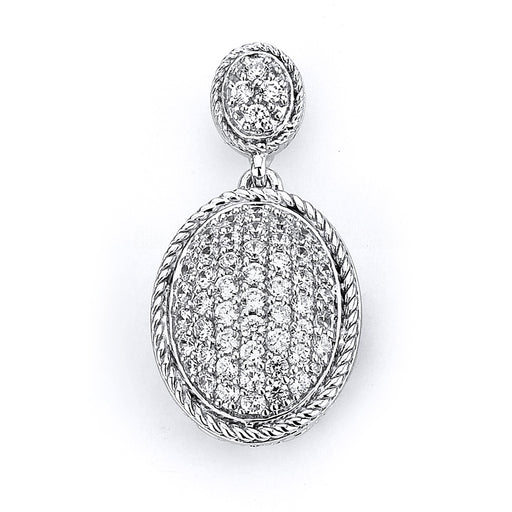 Sterling silver micro-pave oval CZ pendant