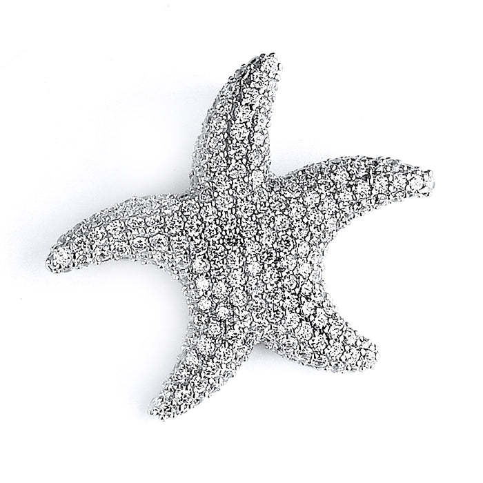 Sterling silver micro-pave CZ starfish pendant