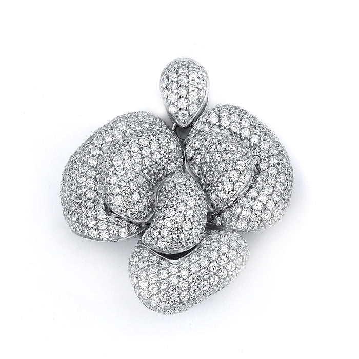 Sterling silver micro-pave CZ rose pendant