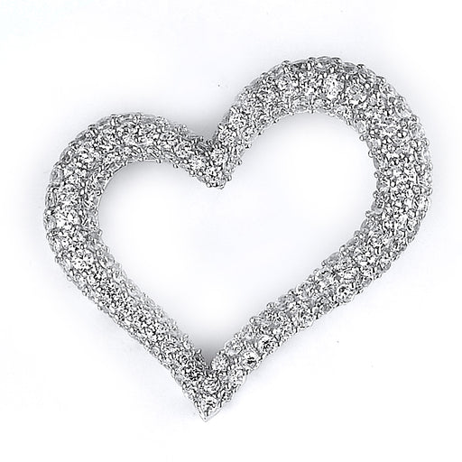 Sterling silver heart pendant with micro-pave CZ