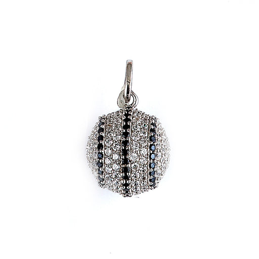 Sterling silver sphere pendant with black & white CZ