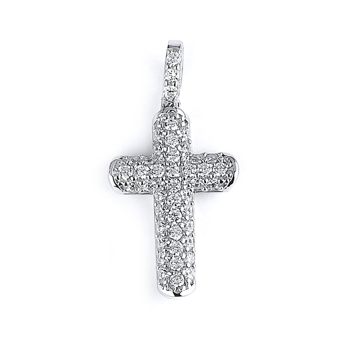 Sterling silver cross pendant with CZ